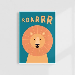 Lion Print, Lion Roar Print, Scandi Kids Room Print, Lion Name Prints, Custom Kids Print, Custom Animal Print, Lion Poster