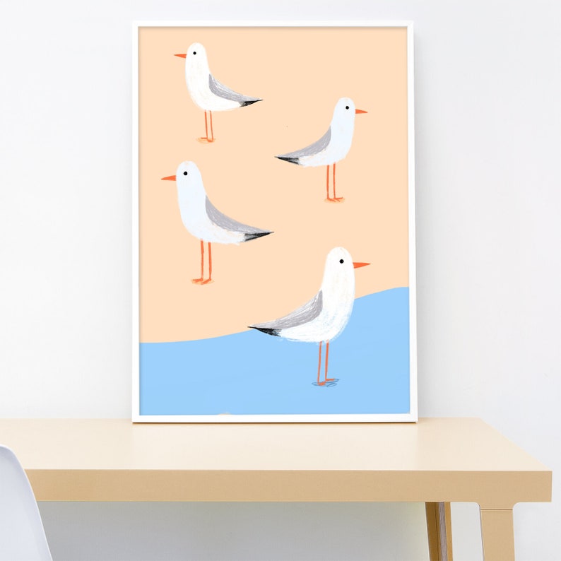 Seagull Print, Beach Prints, Seagulls Print, Kids Prints, Kids Room Prints, Beach Print, Nursery Print, Nursery Prints, Nursery Decor image 3