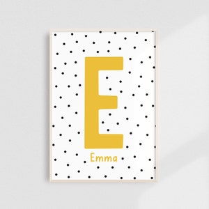 Impressão inicial personalizada, impressão de quarto infantil scandi, impressões de berçário manchadas, impressão de crianças personalizadas, impressão de letras personalizadas, impressão de arte personalizada