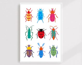 Colorful Bug Print: Whimsical Kids Room Decor