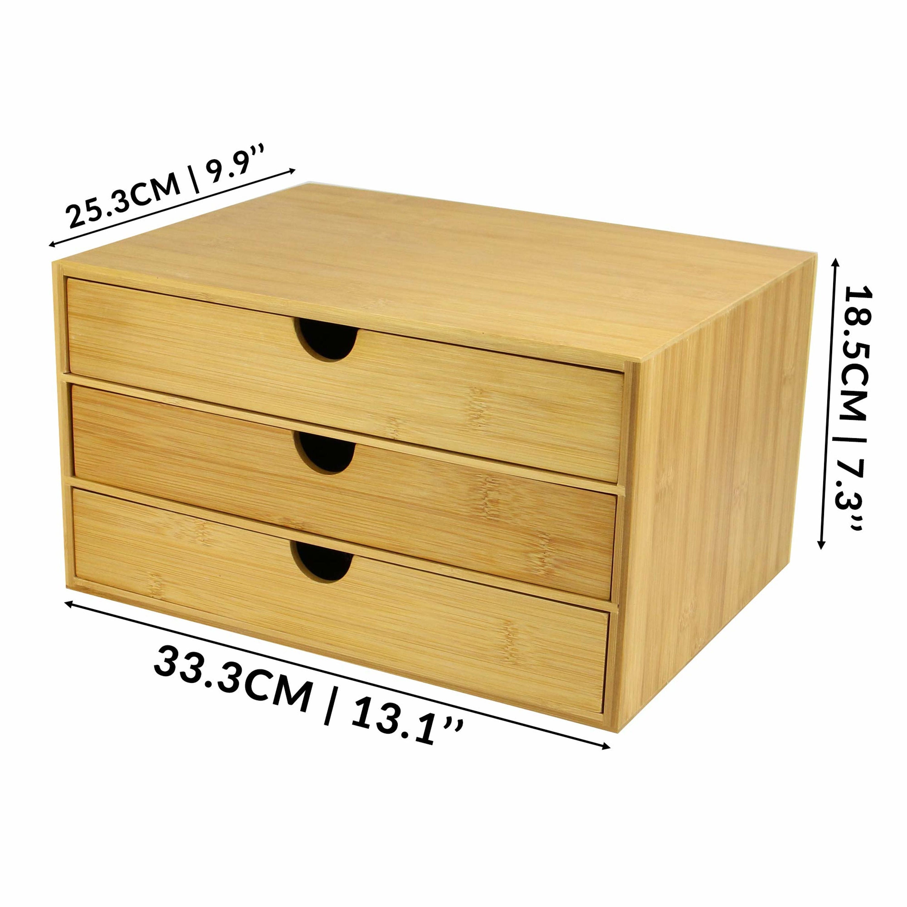 Bamboo Desk Top 3 Drawers Bamboo Organiser Stationary Etsy