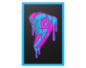 Jordan 1 Drippy Poster Art (Blue & Pink)