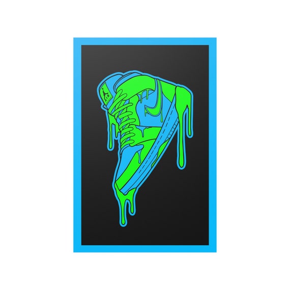 neon green and blue jordans