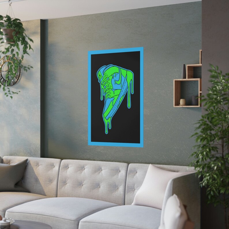 Jordan 1 Drippy Poster Art (Blue & Green) image 3