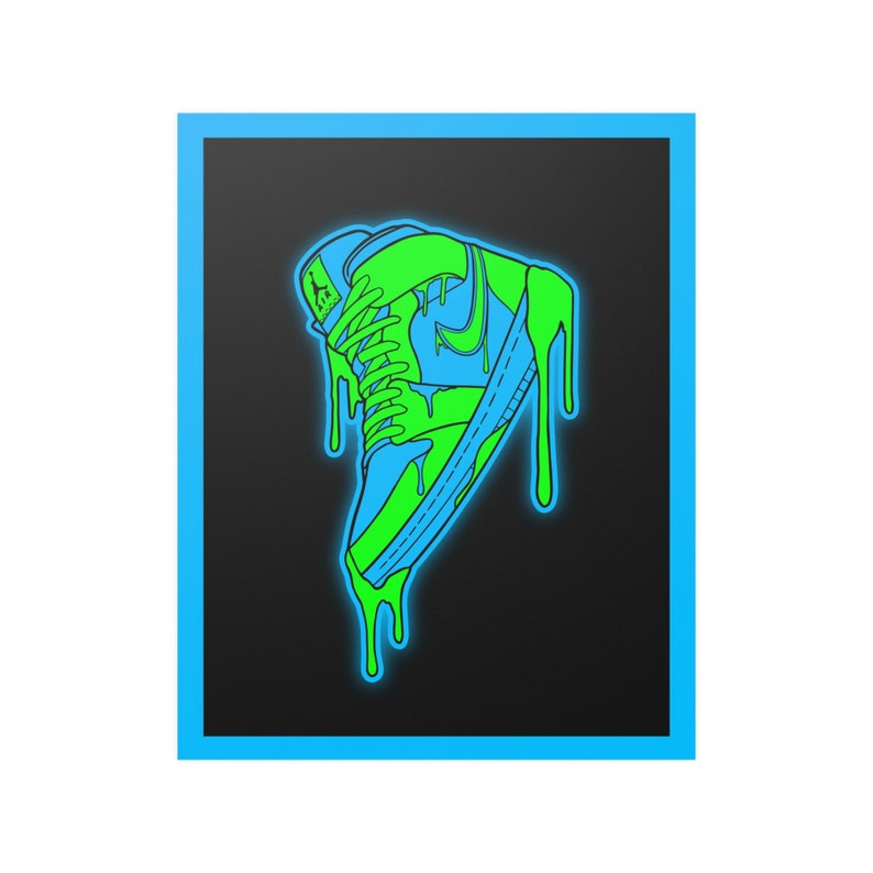 Jordan 1 Drippy Poster Art (Blue & Green) image 9