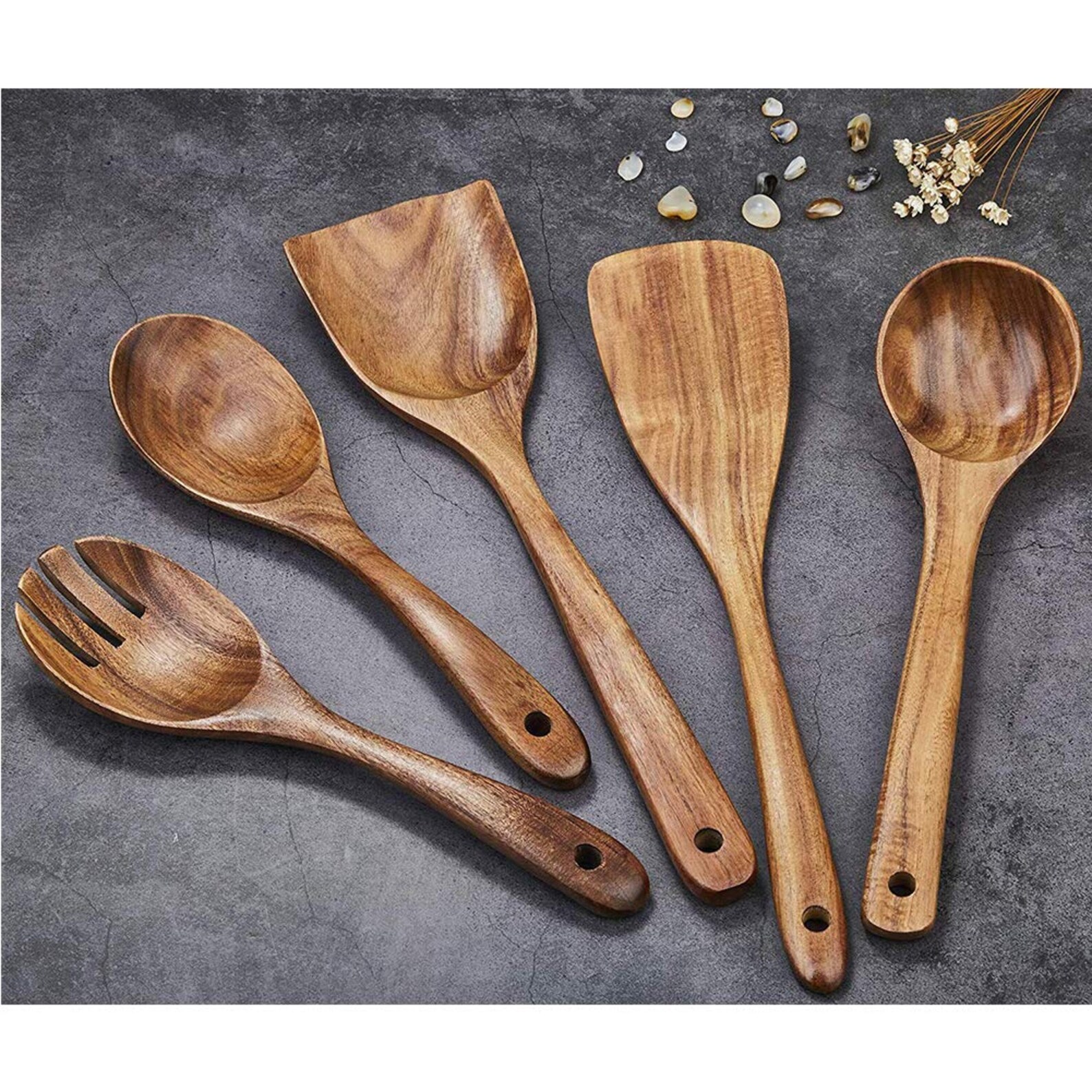 Wooden Utensils Teak Cooking Utensils Set Nonstick Pan Kitchen Etsy