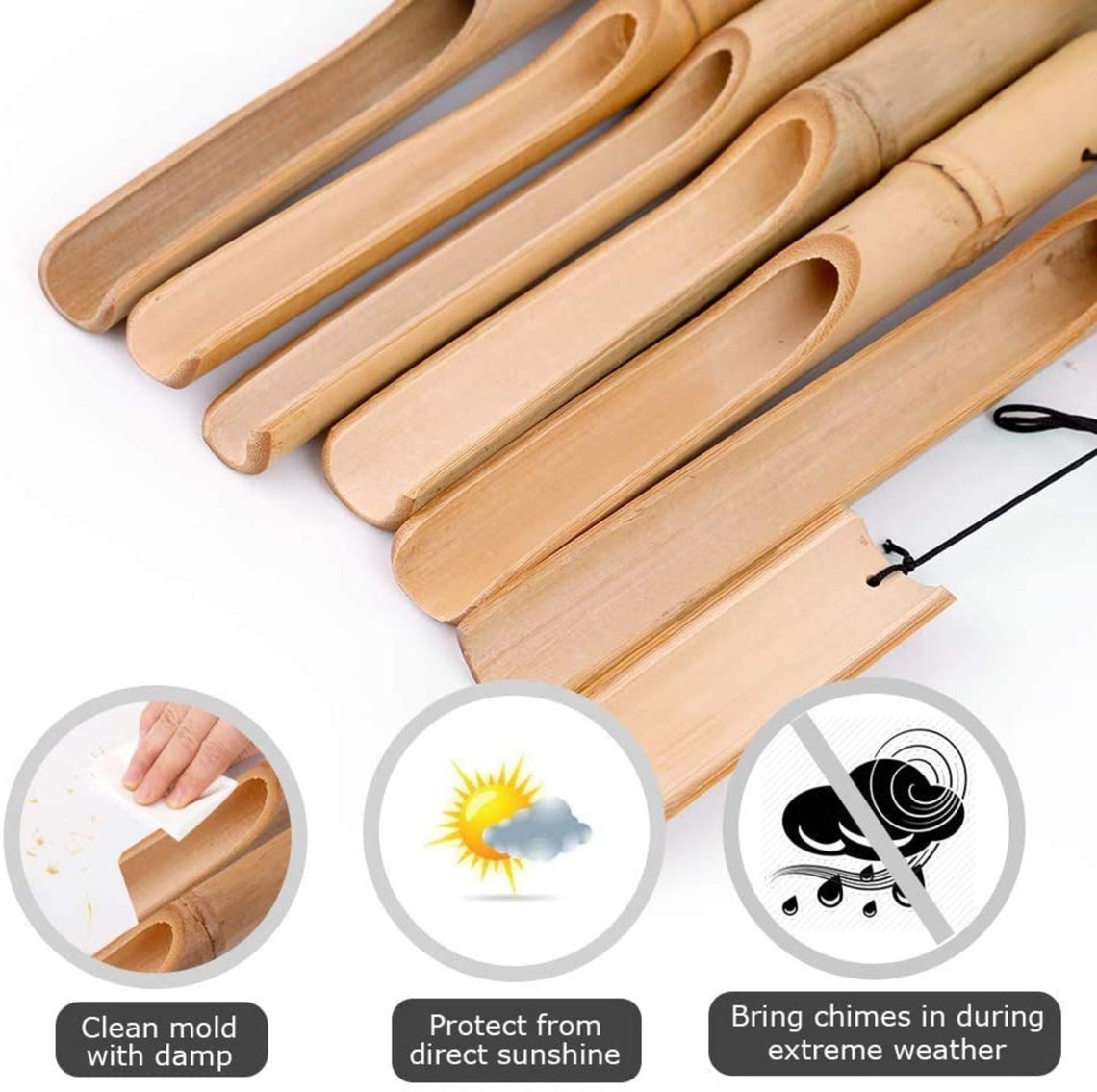 Wind Chimes Bamboo 6 HandCarved Bamboo Tubes and a Hook Etsy