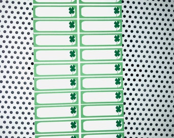Green Planner Box Stickers | St. Patrick's Theme Planner Labels| 4 Leaf Clover Label Stickers | Write-on Planner Labels