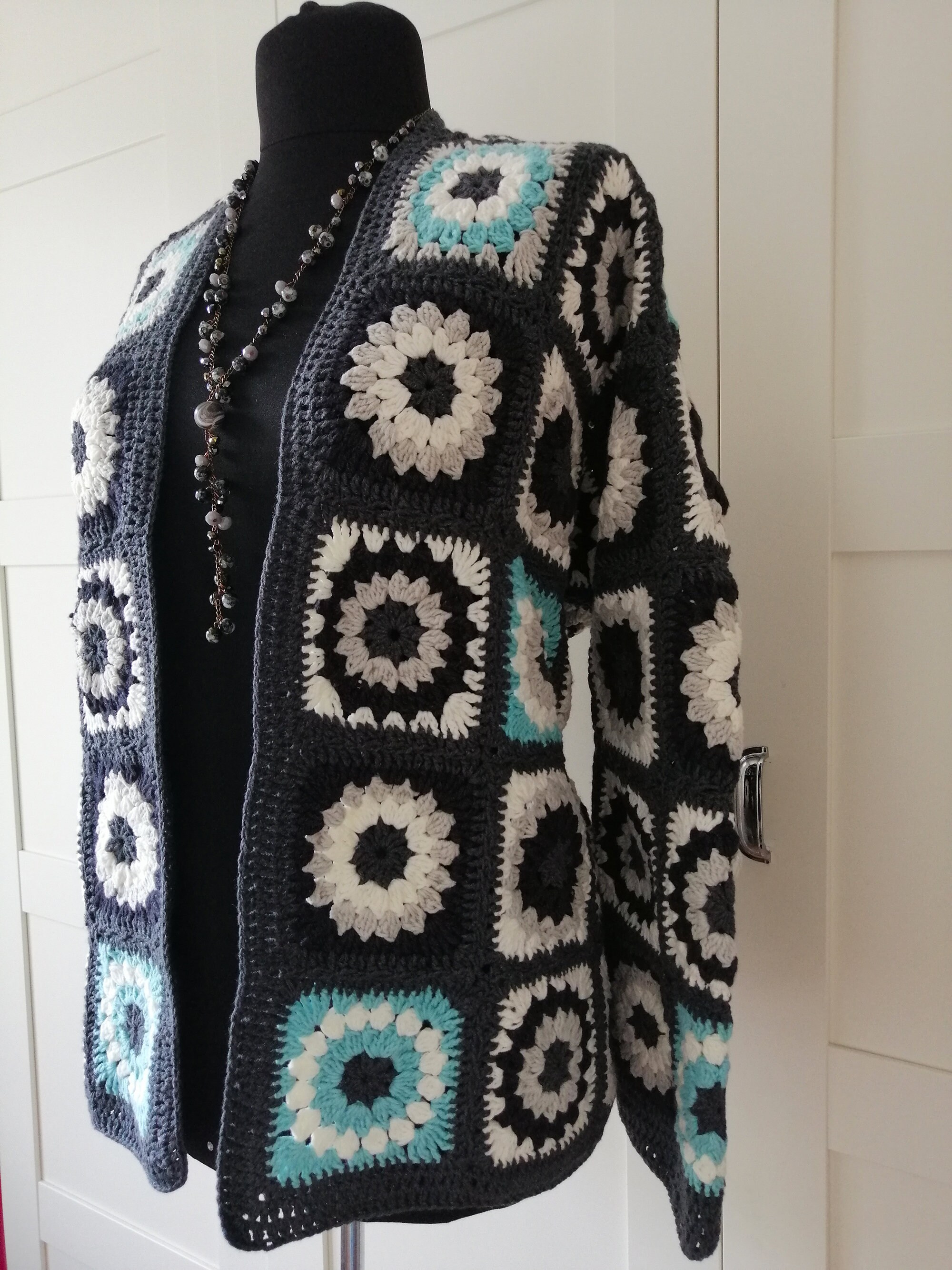 Granny Square Crochet Cardigan Handmade Patchwork Coat Etsy UK