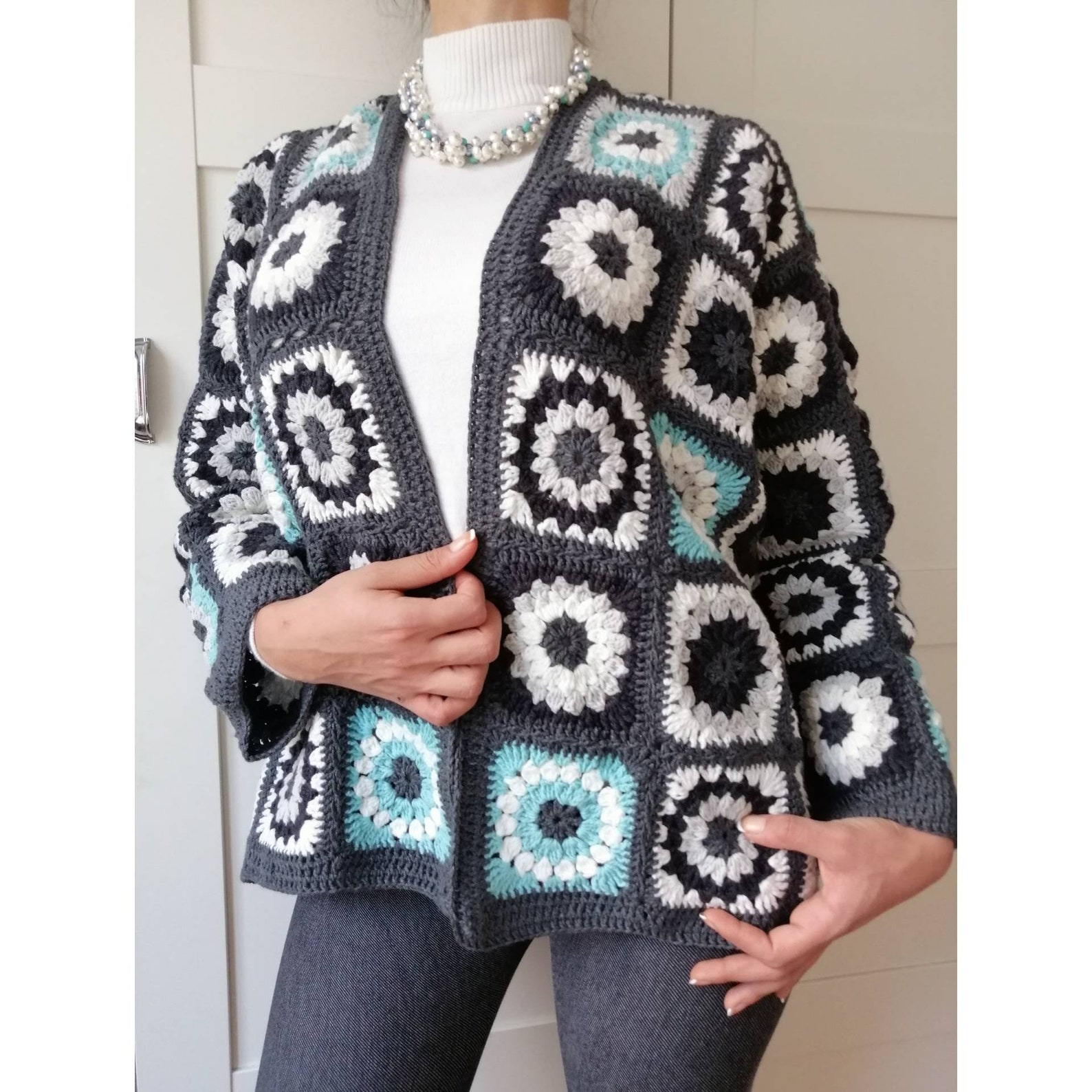 Granny Square Crochet Cardigan Handmade Patchwork Coat Etsy UK