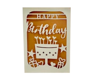 Happy birthday card SVG cut file, paper cut card,pop up card,paper art card,Silhouette cut file for cut, svg, dxf,png for cricut, cameo