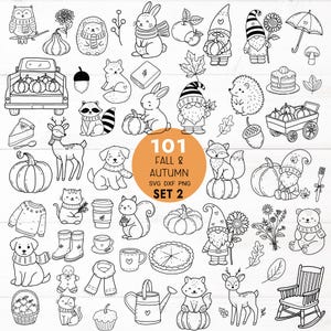 101 Autumn Fall SVG Bundle,Pumpkins SVG, Gnoem,Wildanimal, For Cut file, hand drawn style,svg,dxf,png,eps, for cricut Silhouette,Cameo