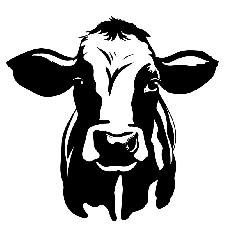 Cow Face SVG Head Cow Cow Silhouette Cow Clipart Cricut File for Cricut ...