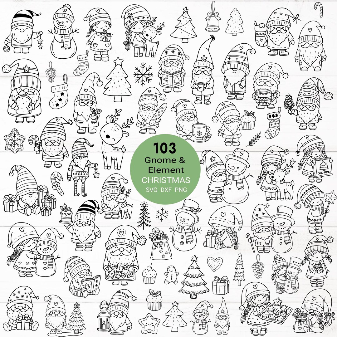 103 Gnome Christmas Bundle SVG for Cut File,christmas Tree,ornaments ...