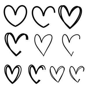4 serca svg na walentynki dla tekstu jednej linii sylwetka, logo serca, plik cięcia serca, clipart serca serce png svg dxf jpg Cricut Silhouette