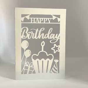 Happy birthday card SVG cut file, paper cut card,pop up card,paper art card,Silhouette cut file for cut, svg, dxf,png for cricut, came