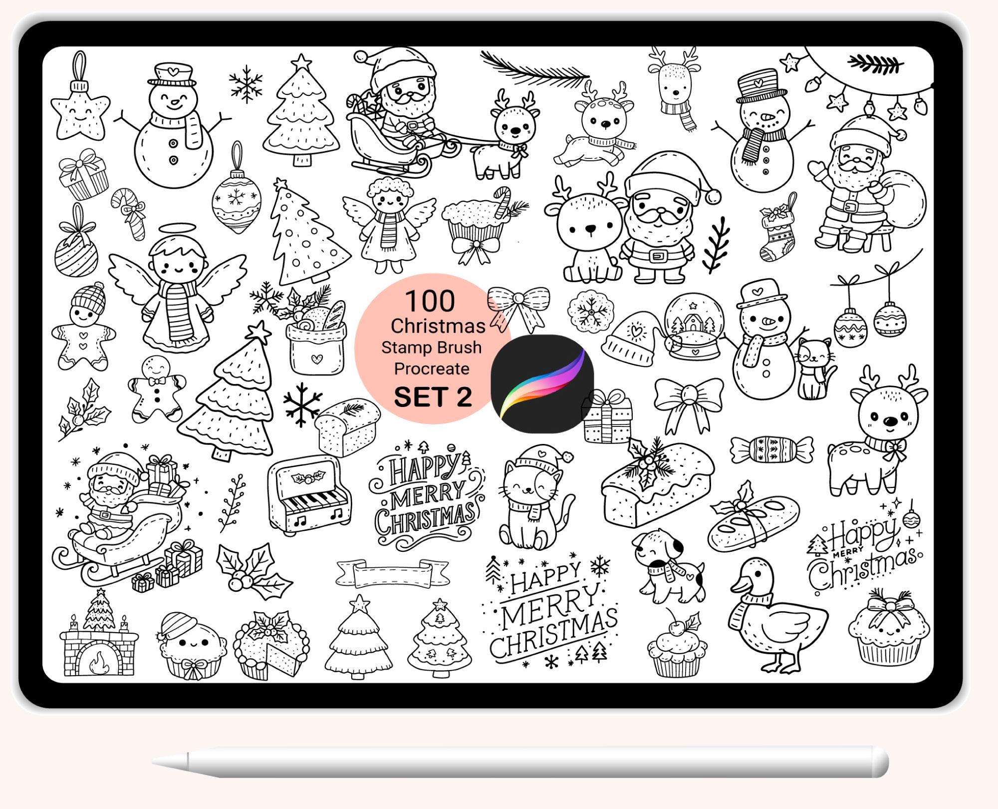 400 Stamp Brush Bundle Christmas Procreate Stamps, Christmas Ornaments ...
