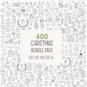 400 Weihnachten Bundle SVG für Cut-Datei, Weihnachtsbaum, Ornamente Doodle, handgezeichnet, Cartoon, svg, dxf,png,eps, für Cricut Silhouette, Cameo,