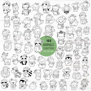 103 Animals Christmas Bundle SVG For Cut File, x mas, cat christmas, cute animal christmas, drawn,Cartoon,for cricut Silhouette,Cameo