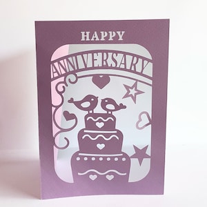 Fichier de coupe SVG de carte d'anniversaire, mariage d'année jalon personnalisable avec fleur, carte découpée en papier, Silhouette, dxf, eps, ai pour cricut, camée