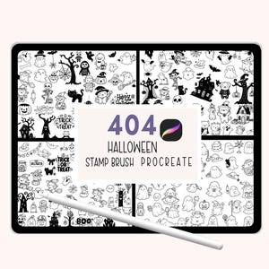 404 Halloween Stamp Brush Bundle Ghost Procreate Stamps, Pumpkin, ghost castle Brush for Procreate