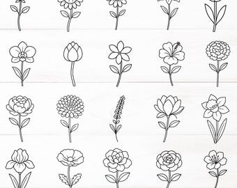 101 Flower SVG Bundle Cut File, Preview Flower Name PNG Clipart