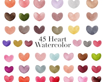 45 Aquarell Herzen zum Valentinstag Liebe Hochzeitskarte , Clip Art, PNG Datei