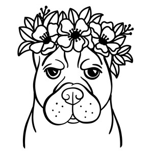 dog with flower svg outline animal pet digital file download dog clipart cricut file dog png svg dxf jpg eps ai for cricut silhouette,cameo