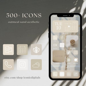 500 iOS App Icons | Oatmeal Sand Neutral Aesthetic | Icons Bundle | iOS App Covers | iPhone