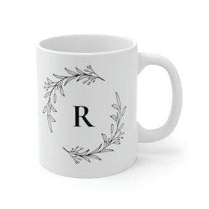 Monogram Initial Mug, Personalized Mug for Women, Personalized Coffee Mug, Monogram Mug, Botanical Coffee Cup, Initial Mug, Gift for Her