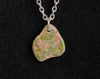 Unakite Necklace - Rock Necklace, Holistic Neckless, Rare Mineral Neckless, Green Neckless, Brown Neckless.