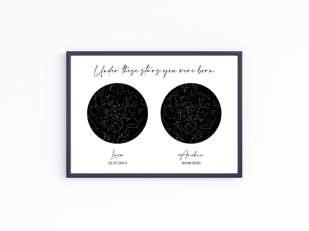 Custom Star Maps, Under These Stars, the Night You Were Born, the Night
