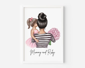 Mother and Daughter Print, Baby, Toddler, Child, Mother and Child Print