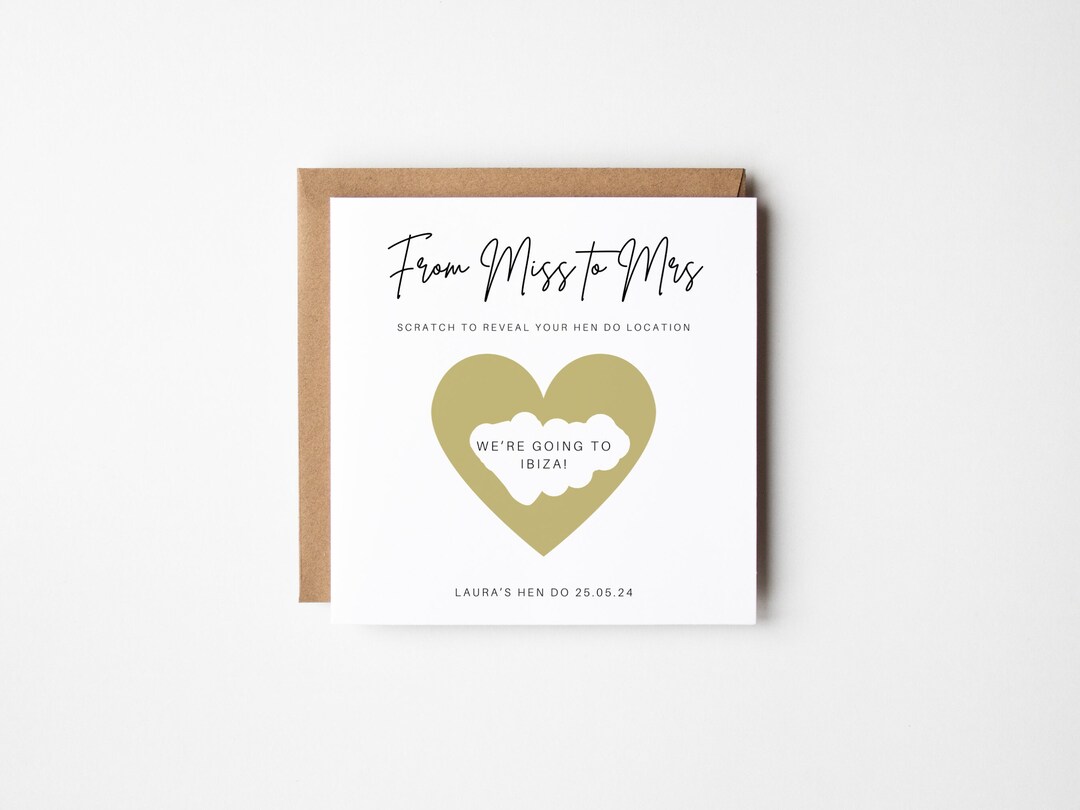 Personalised Hen Party Scratch Card | Destination Reveal | Bride Gift ...