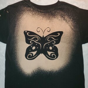 Butterfly Bleached Design on Black T-shirt
