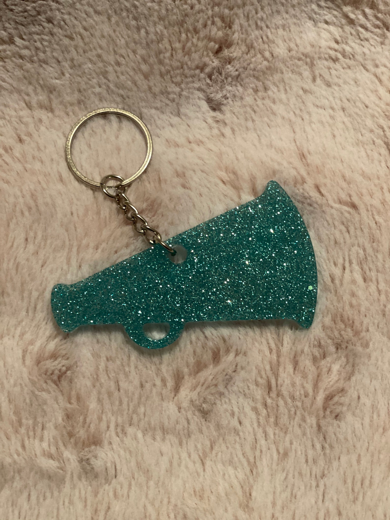Cheer Megaphone glitter resin keychain Etsy