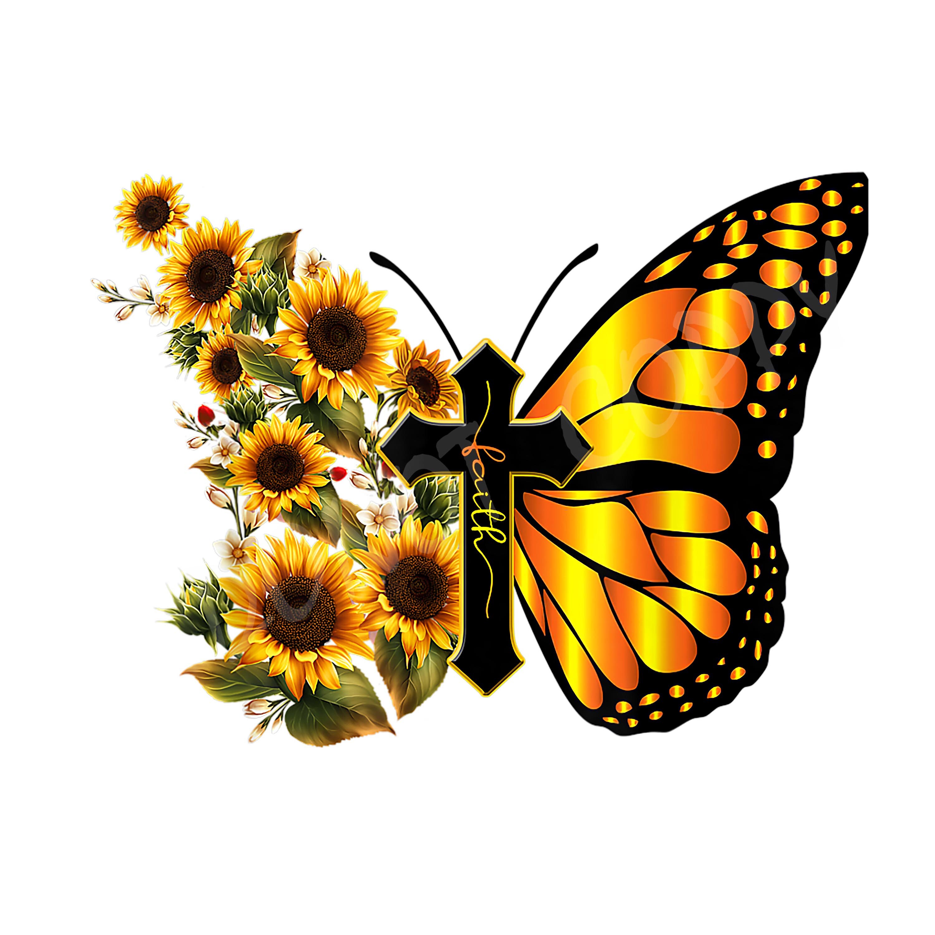 Monarch Butterfly png Faith Christian Cross JesusSunflower | Etsy