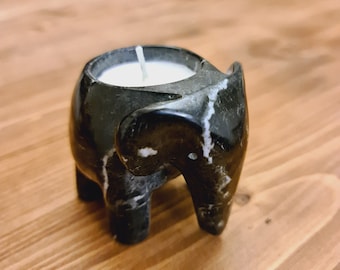Black Onyx Marble Elephant Tea Light Holders, Sardonyx, Candle Holders, Crystal Candles,Gifts, Marbleware
