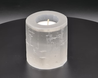 Selenite Tea Light Holder - Cylinder, Candle Holder, Healing Crystal, Home decor