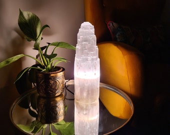 Selenite Lamp, Selenite Tower Lamp, Healing Crystal, Valentine's day gift