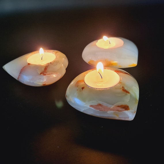 Onyx Tea Light Holder Heart Candle Holders Onyx Crystal Home