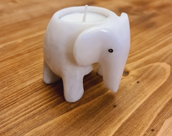 White Onyx Marble Elephant Tea Light Holders,Candle Holders, Crystal Candles,Gifts, Marbleware