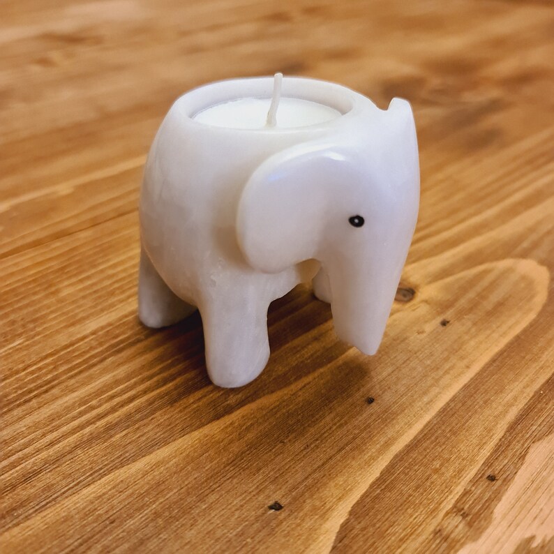 White Onyx Marble Elephant Tea Light Holderscandle Holders Etsy