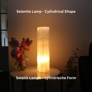 Selenitlampa - Cylinder, Lugnande Kristallbordslampa, Heminredning bild 1