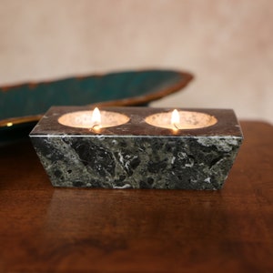 Onyx Marble Tea Light Holders - Square (2 Hole), Candle Holders, Crystal Candles, Gifts, Marbleware