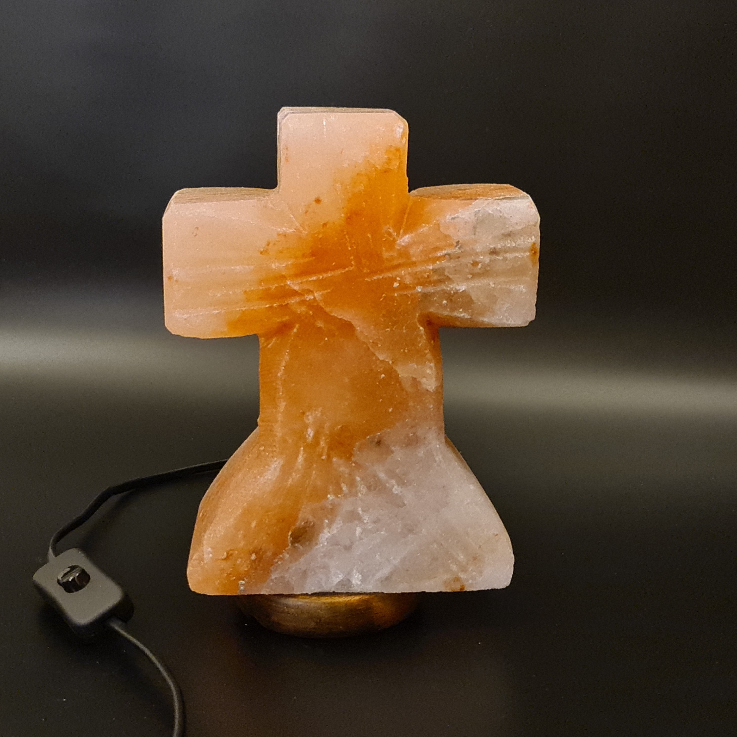 Himalayan Salt Lamp Cross Shape Pink Rock Salt Healing Ionizer