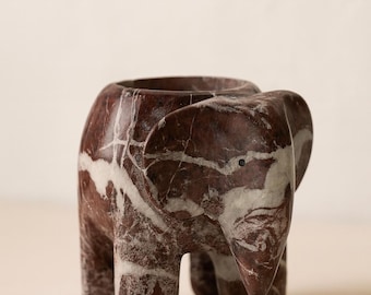 Red Marble Elephant Tea Light Holders, Candle Holder, Crystal Candles, Christmas Tea Light