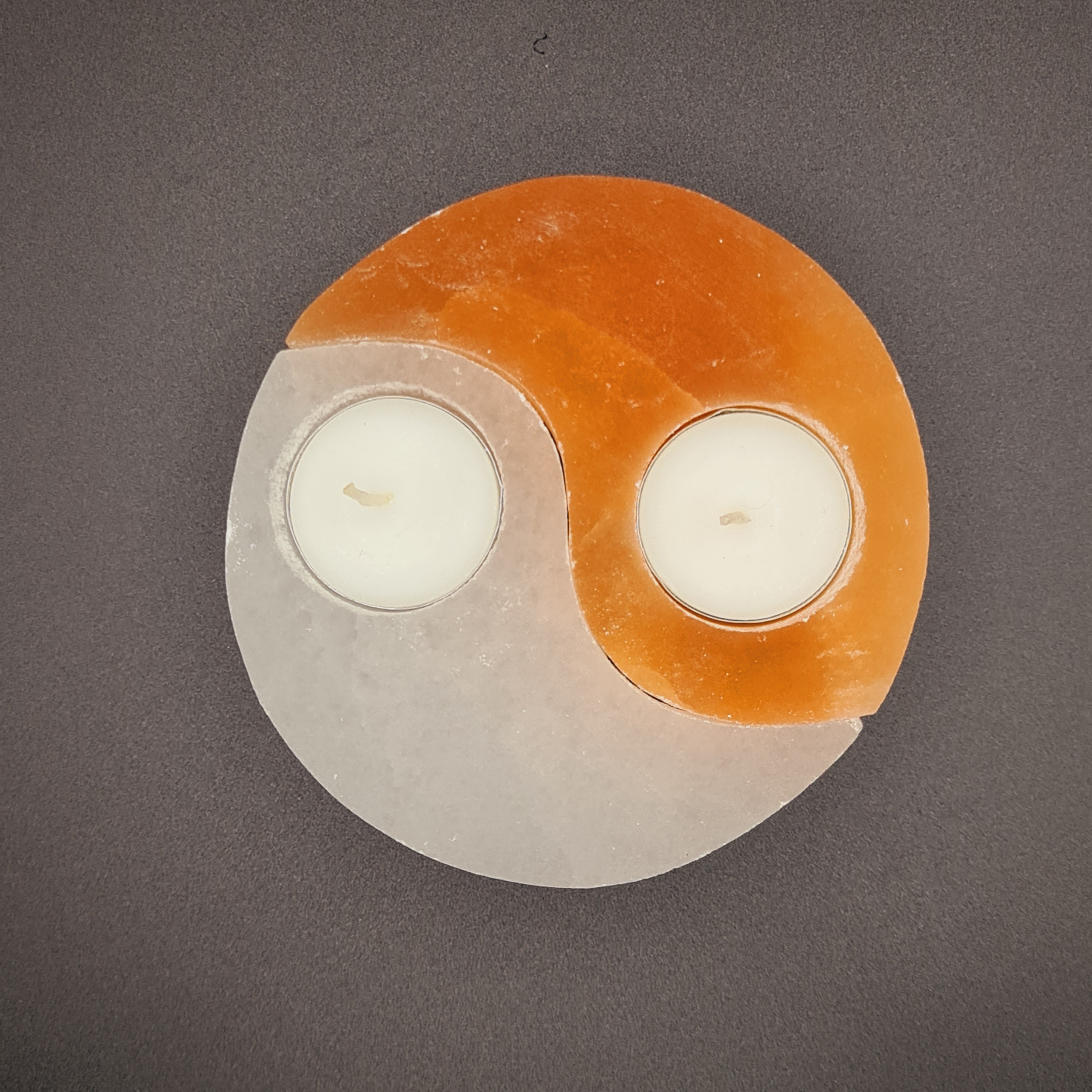 Yin Yang Selenite Tea light holder Calming Stone Yin Yang Etsy