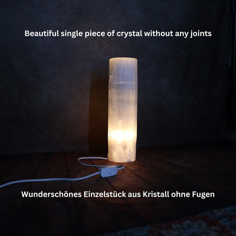 Selenitlampa - Cylinder, Lugnande Kristallbordslampa, Heminredning bild 2