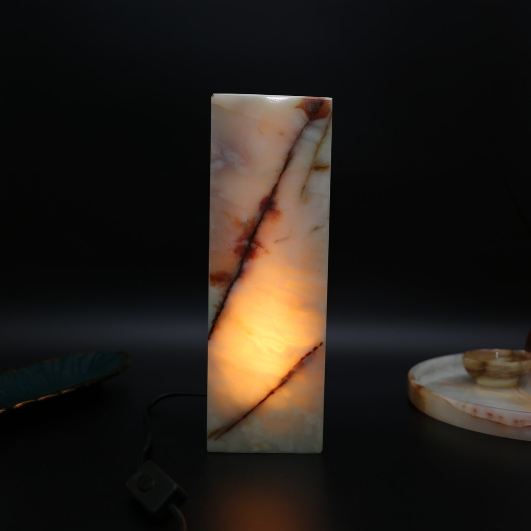 Onyx Marble Table Lamp - Cube Tower, Crystal Lamp, Home Decor, Mother's ...